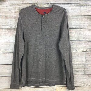 Ocean & Coast Long Sleeve Henley Shirt Heather Brown Men's Large